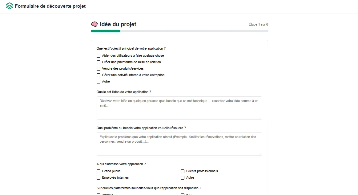 Formulaire de Cahier des Charges